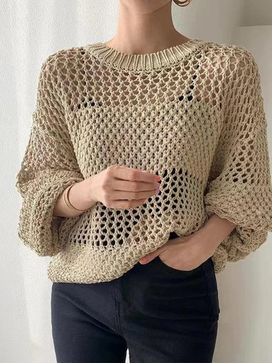 Lightweight Open Knit Crochet Sweater for Women