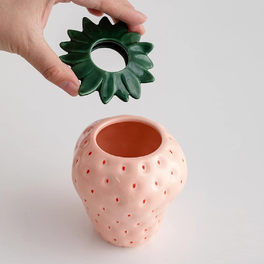 Handcrafted Ceramic Strawberry Vase
