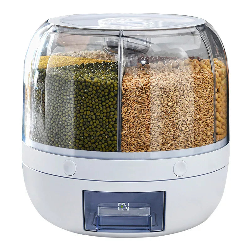 Rotatable Moisture-Resistant Grain Dispenser for Kitchen Storage