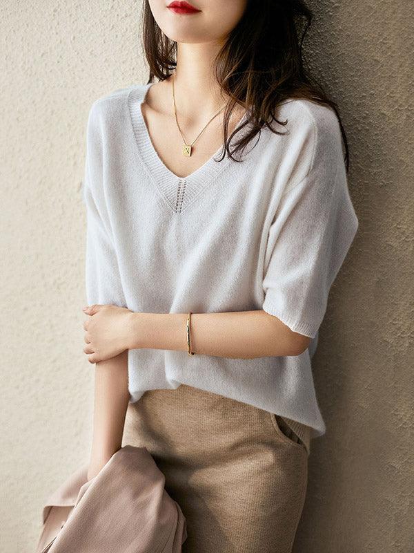 Luxury Soft Cashmere V-Neck Sweater for Women