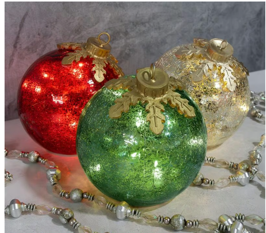 Festive Glass Christmas Table Decorations Set of 3