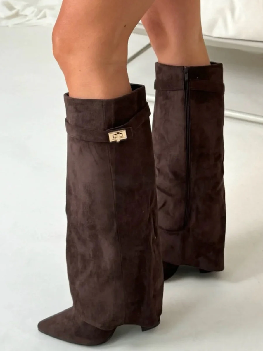 Chic Fold-Over Knee-High Boots for Women