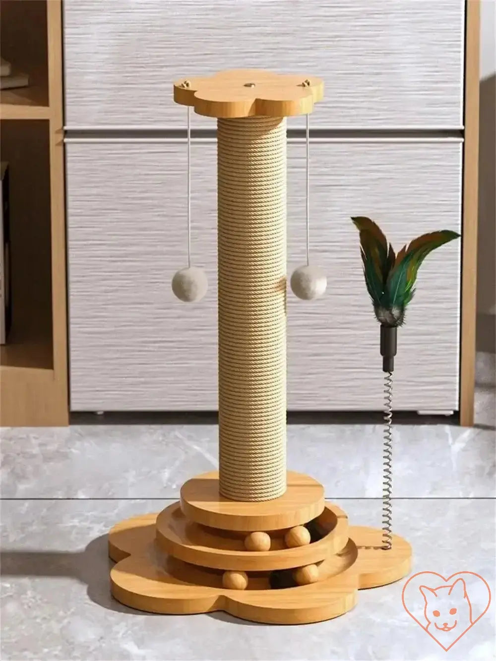 PurrfectPlay™ - Wooden Cat Turntable & Sisal Scratching Post