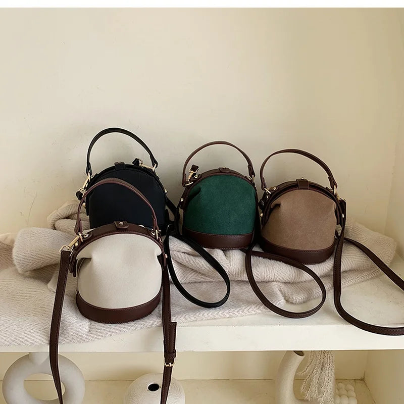 Retro Chic Bucket Shoulder Handbag
