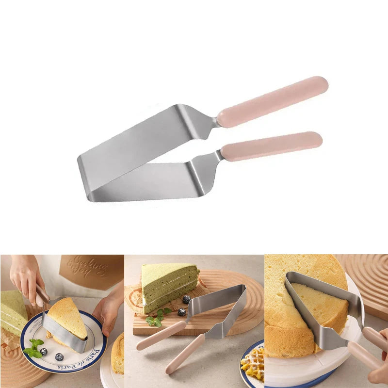 Sleek Triangular Stainless Steel Cake Slicer Tool