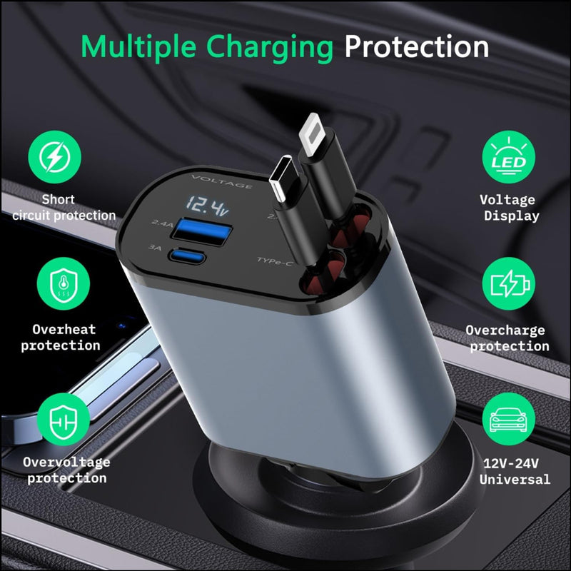 4-in-1 Car Charger Organizer and Fast Charging Hub