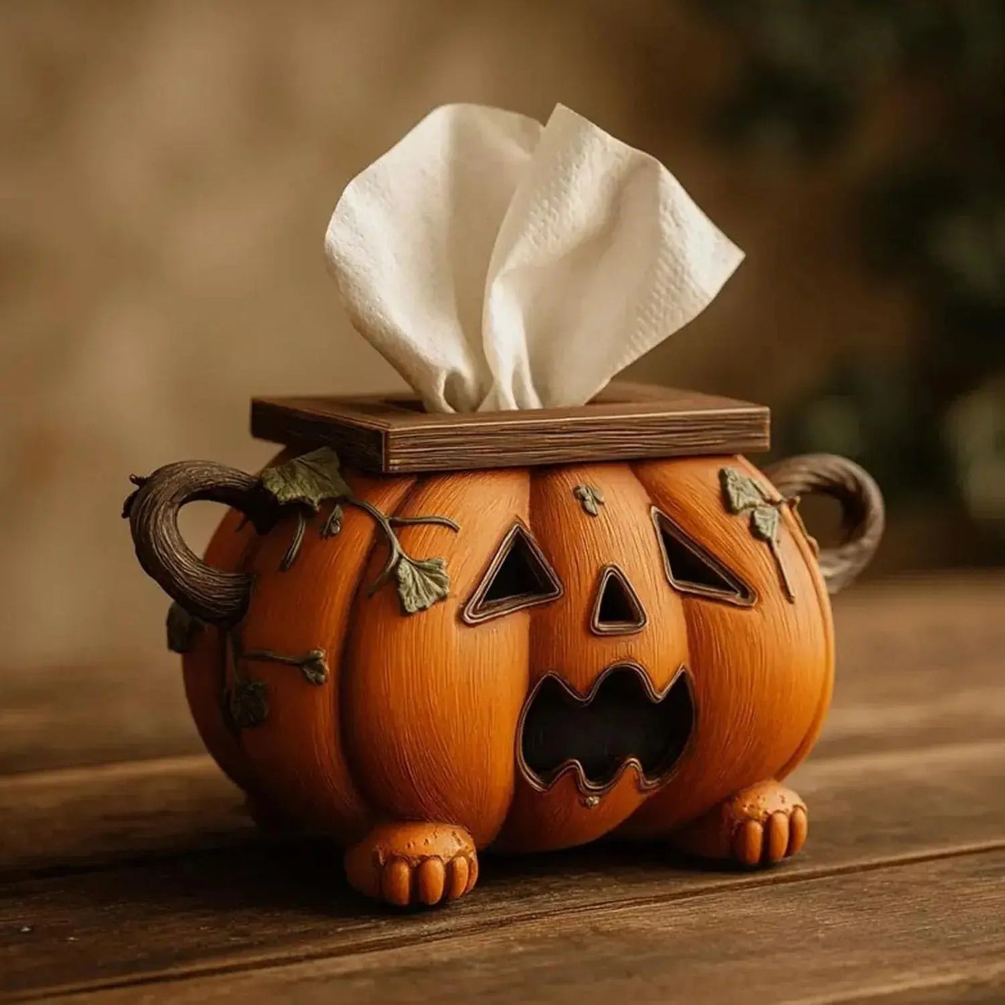 Spooky Halloween Pumpkin Tissue Box Decor