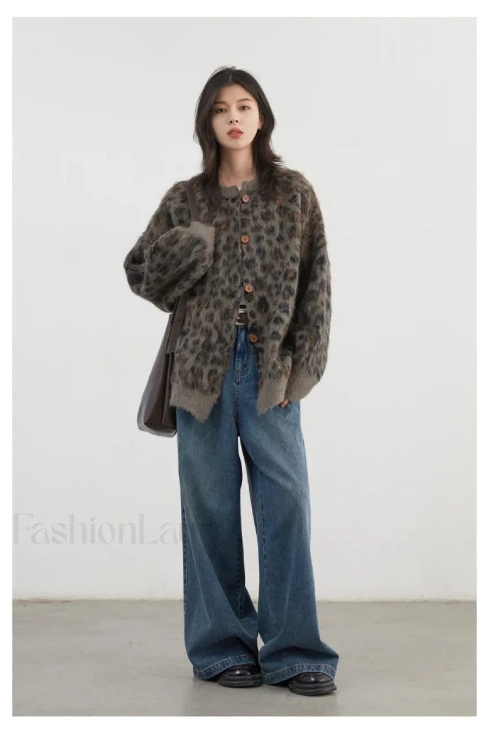 Cozy Leopard Print Single Breasted Cardigan