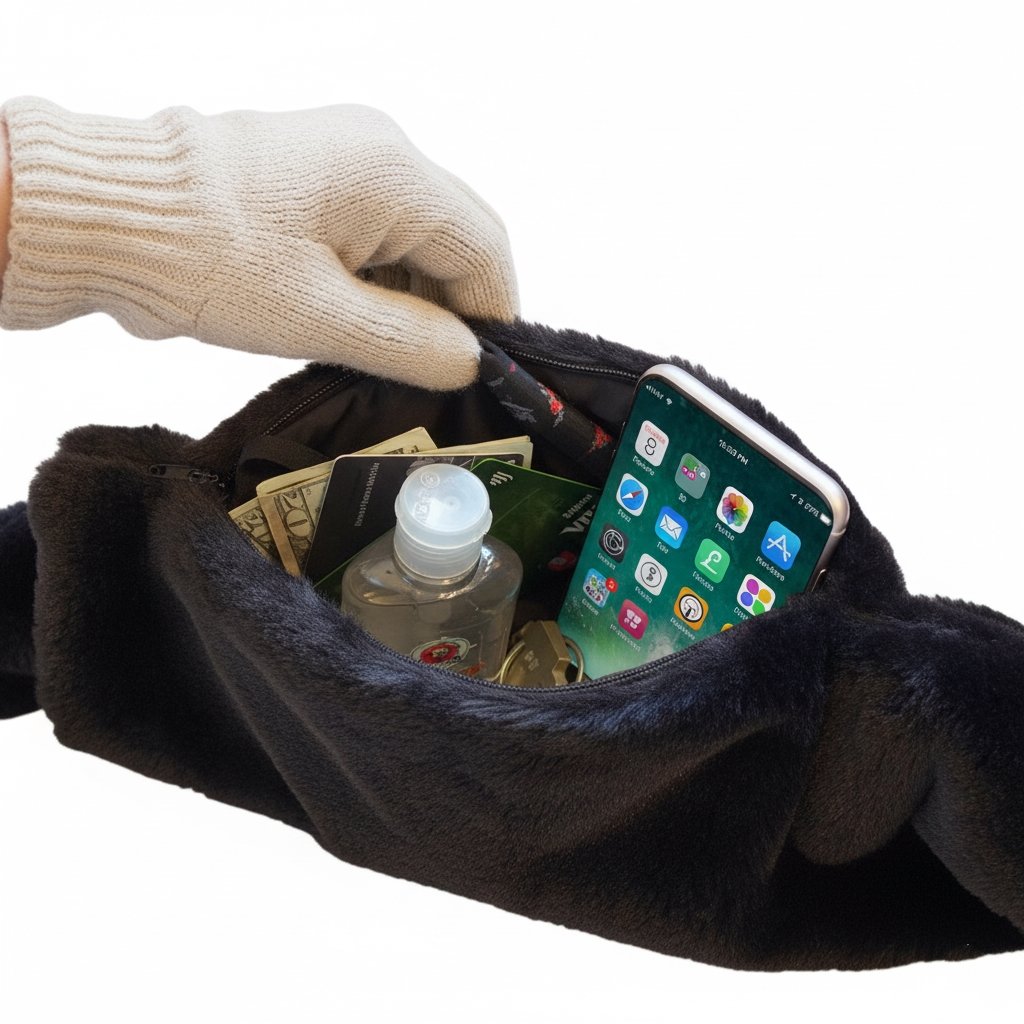 CozyNest™ - Faux Fur Pull-Through Scarf with Hidden Pocket