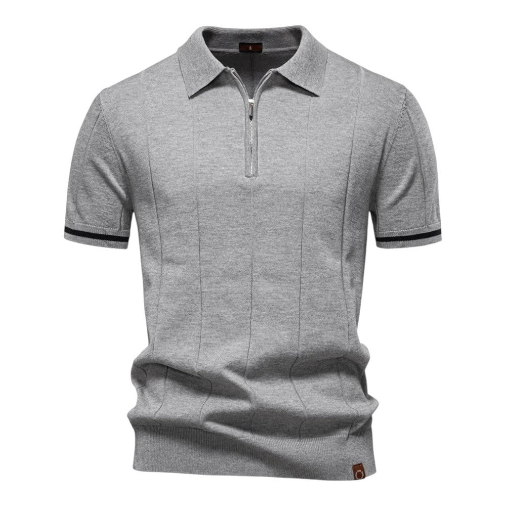 Men's Stretch Viscose Polo Shirt with Knit Texture