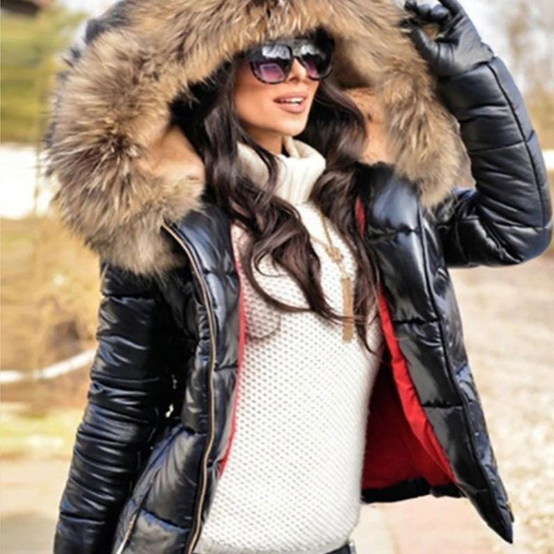 Cozy Fur Collar Hooded Jacket for Women