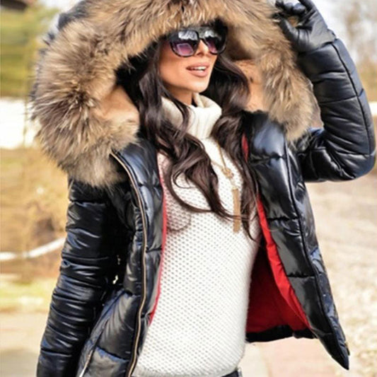 Cozy Fur Collar Hooded Jacket for Women