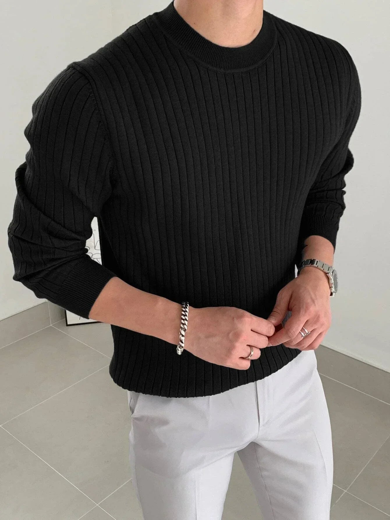 Cozy Knit Sweater for Men Soft Warm Casual Pullover
