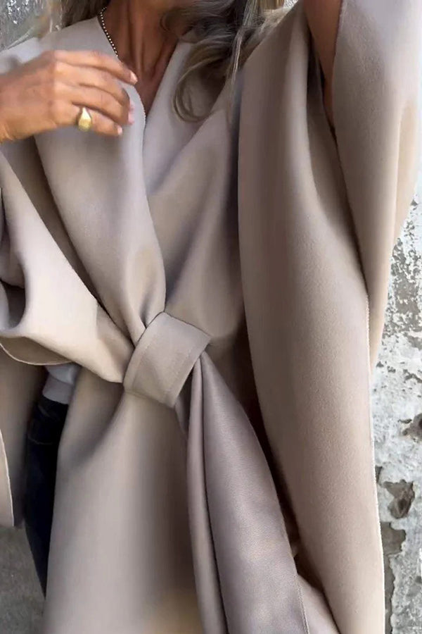 Cozy Loose V Neck Shawl Cape Jacket