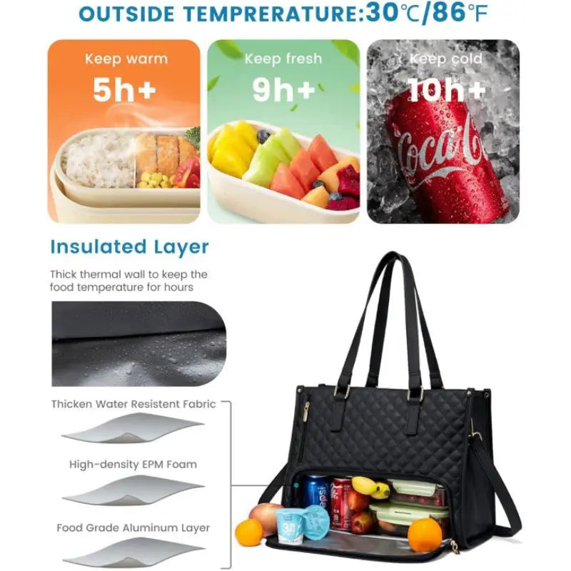 Insulated Laptop Bag with Multiple Compartments for Work and Travel
