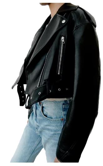 Classic Black Leather Moto Biker Jacket