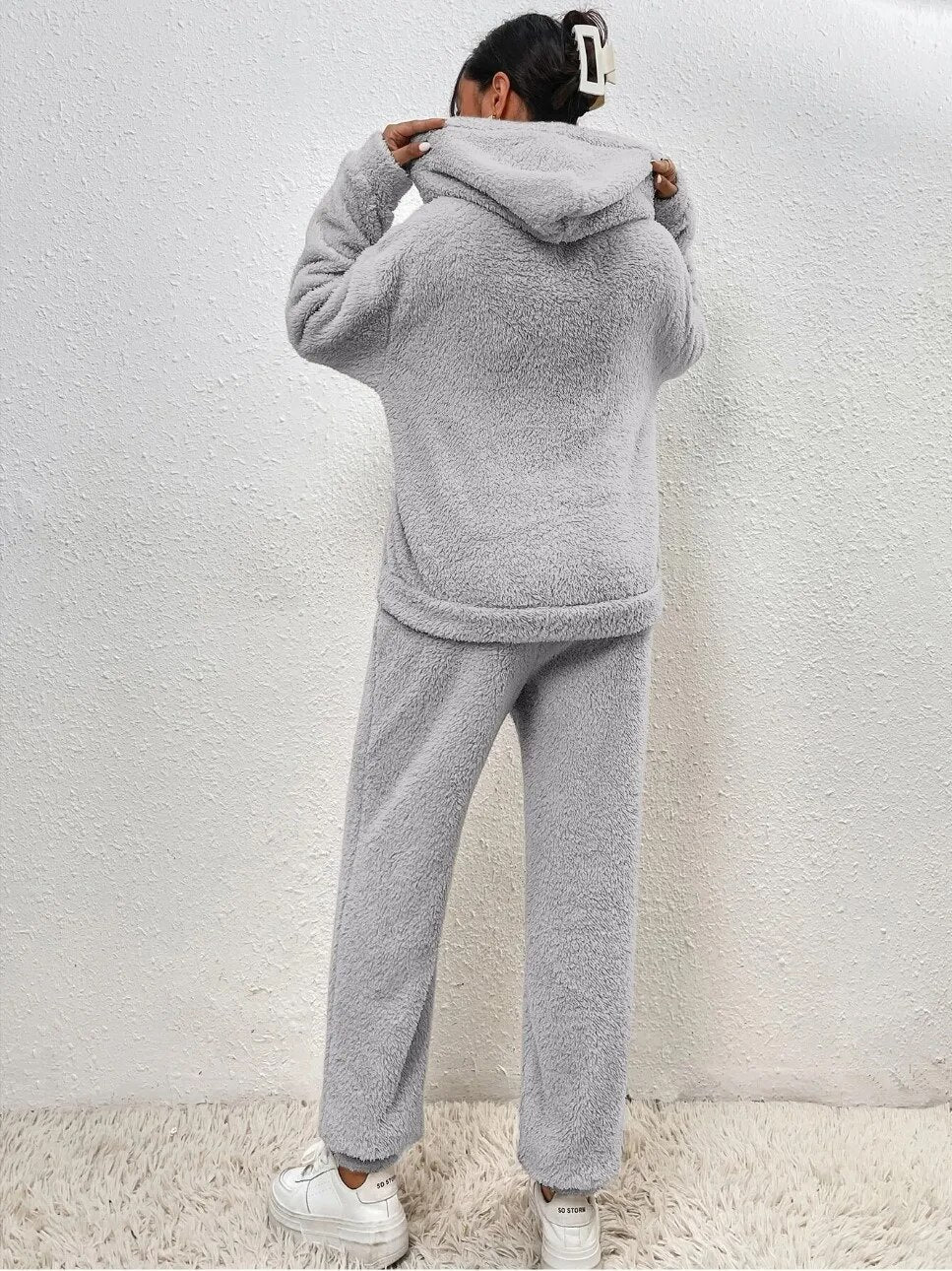 Cozy Teddy Two-Piece Loungewear Set for Women