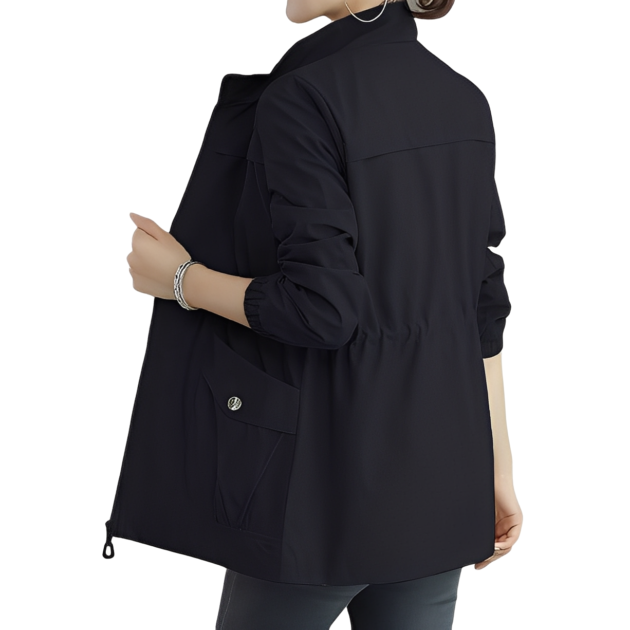 Chic Lightweight Women's Jacket with Adjustable Waist Detail