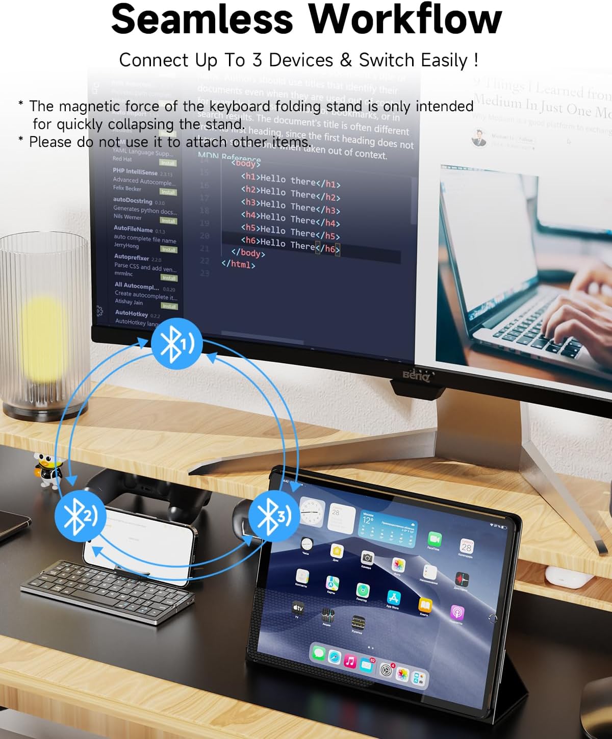 TechEase™ - Portable Foldable Bluetooth Keyboard with Stand