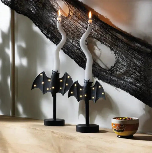 Gothic Bat Candle Holder for Cozy Halloween Decor