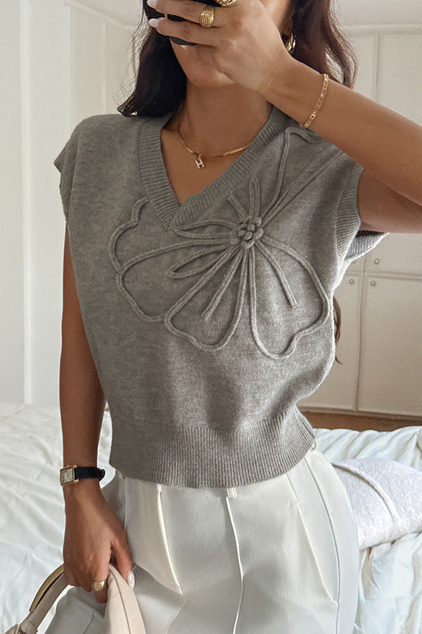 Loose Fit V-Neck Sleeveless Knit Vest