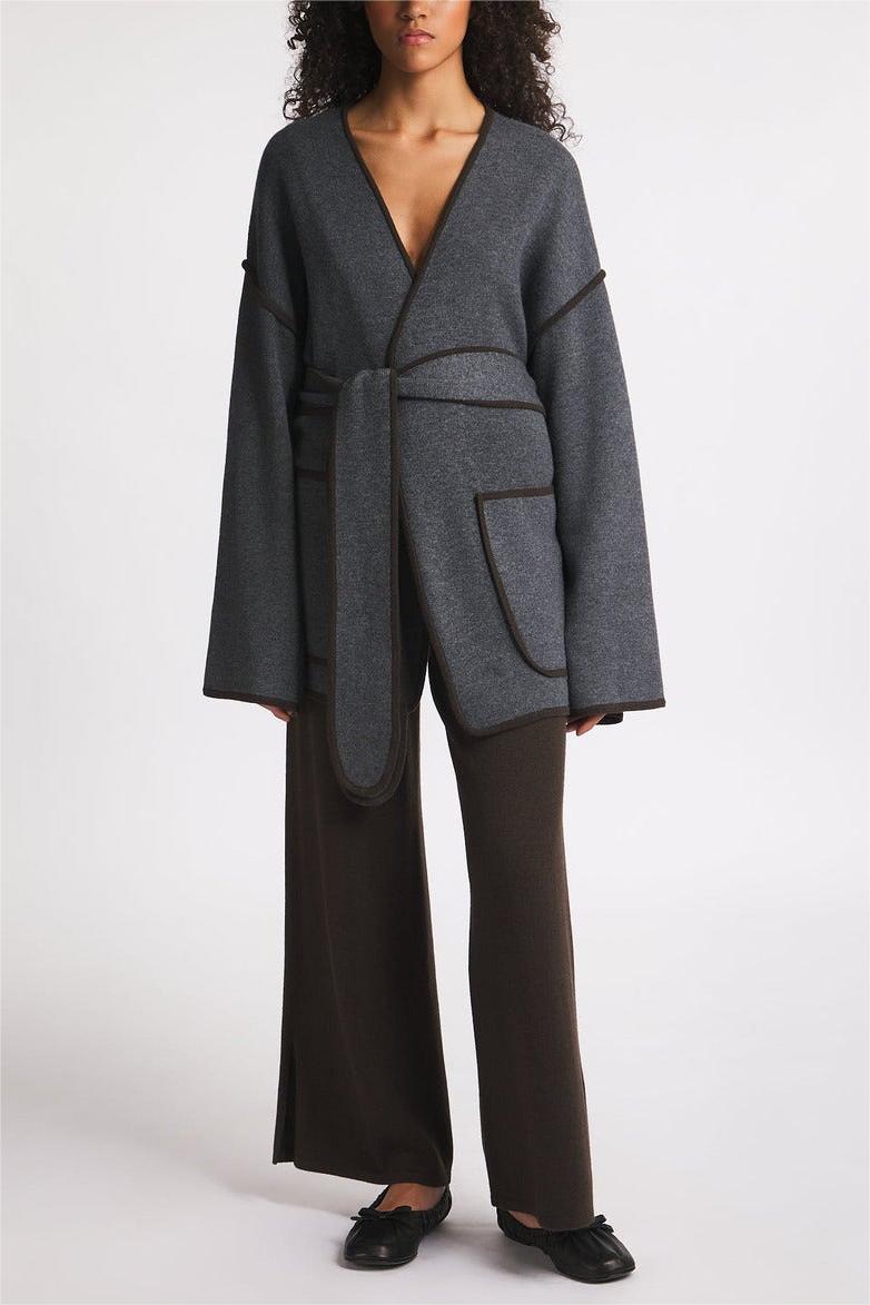 Cozy Woolen Drop-Shoulder Coat with Belted Waist