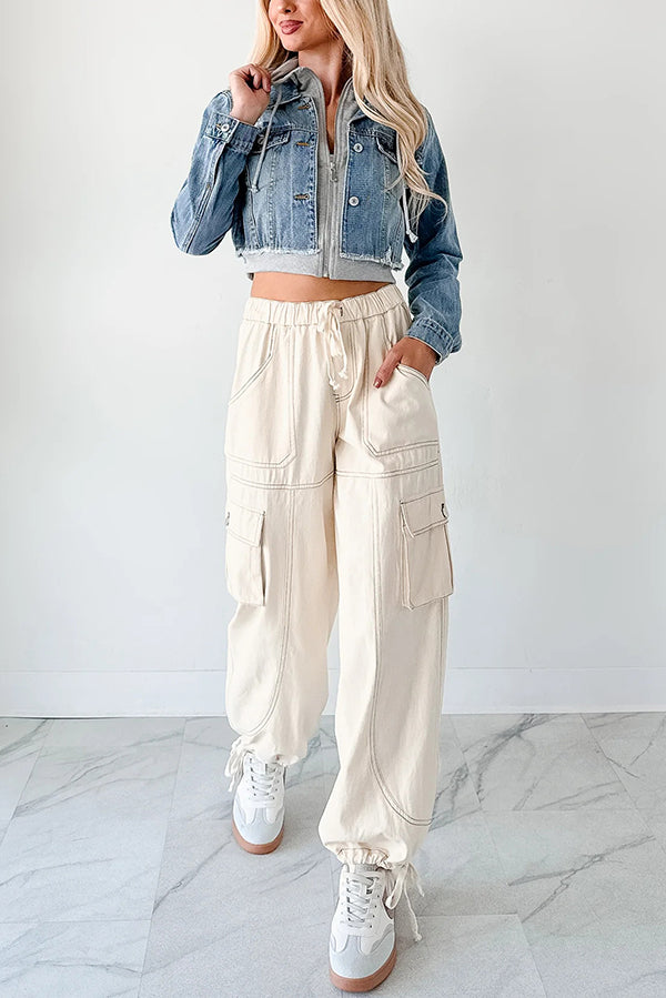 Casual Patchwork Denim Hooded Jacket