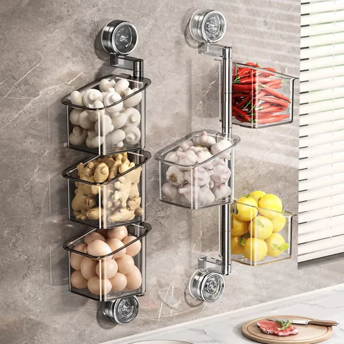 OrganizeEase™ - 3-Tier Rotating Kitchen Suction Shelf