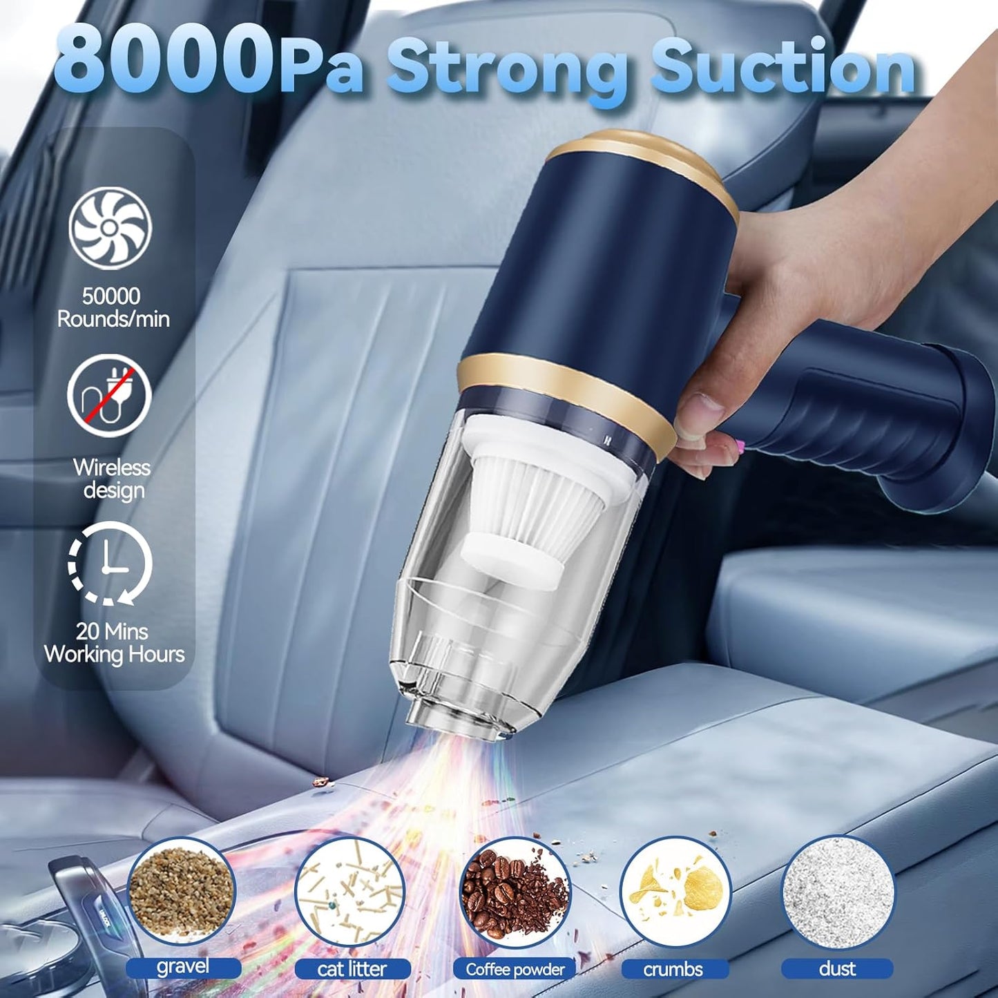 Portable Cordless Mini Vacuum Cleaner and Air Duster for Car and Home