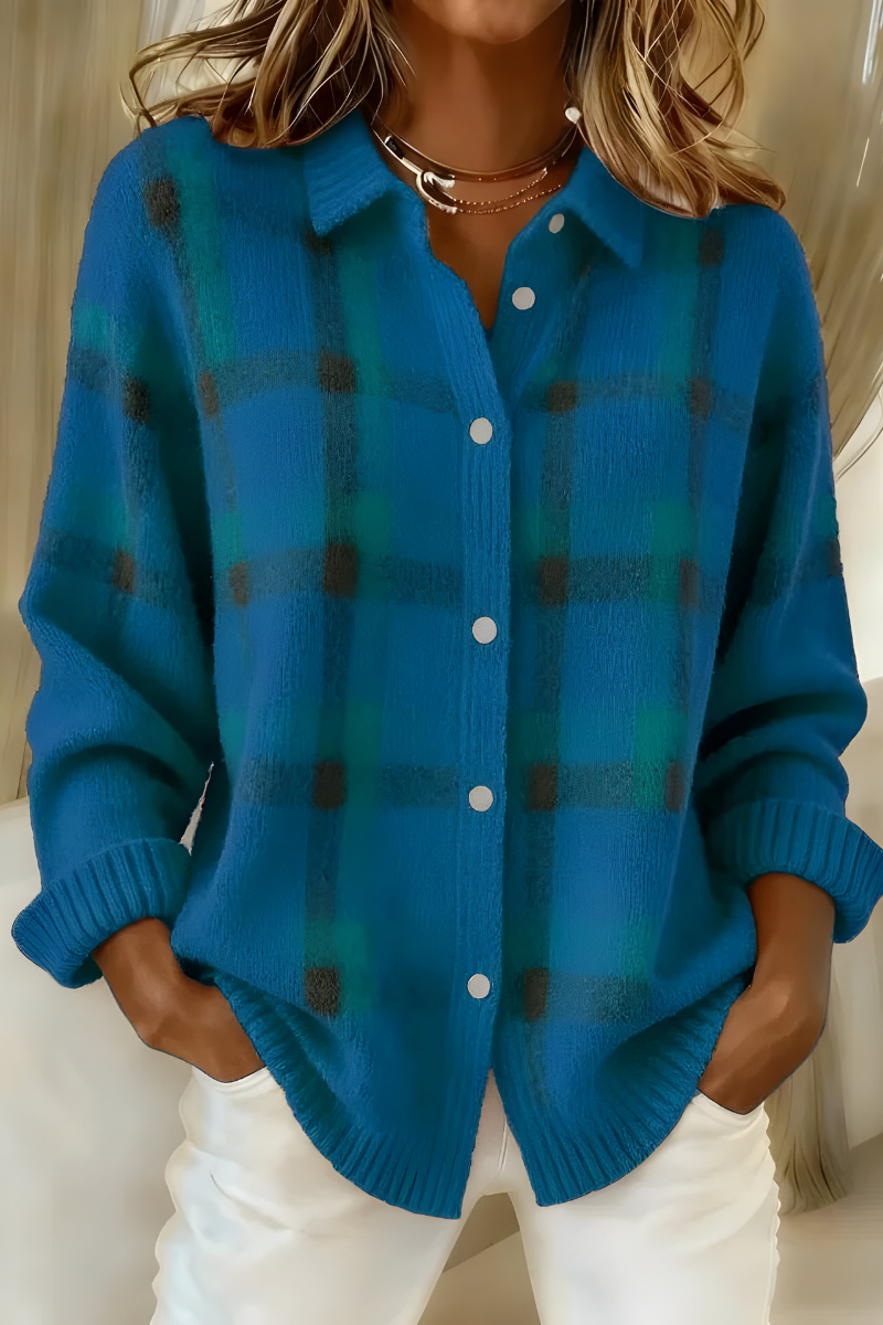 Soft Check Knit Cardigan