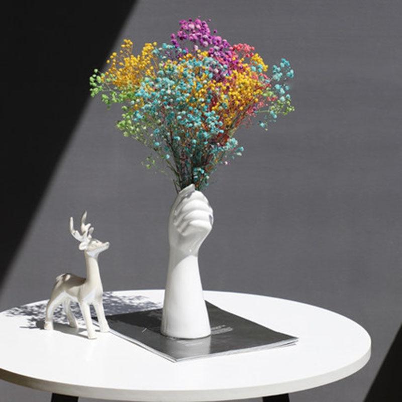 Glossy Ceramic Hand-Shaped Vase Artistic Home Decor Accent