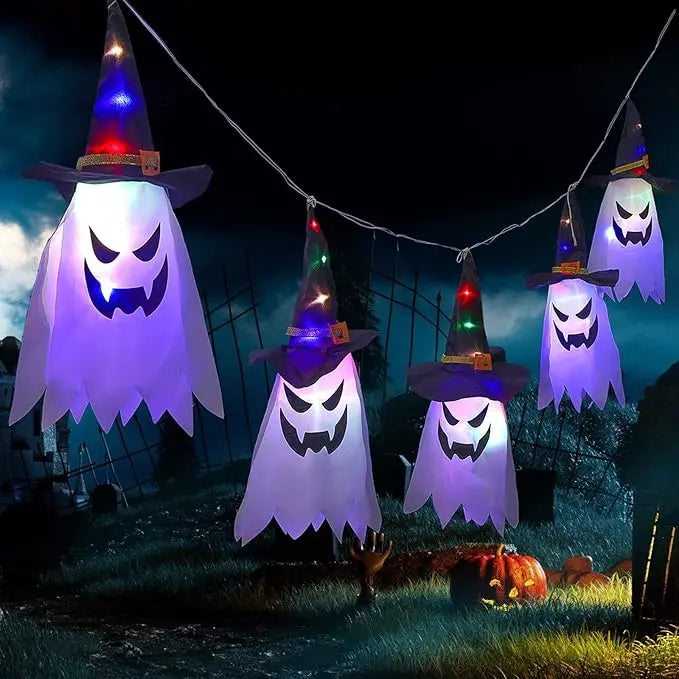 Spooky Ghost Hat LED Lantern String Lights Set