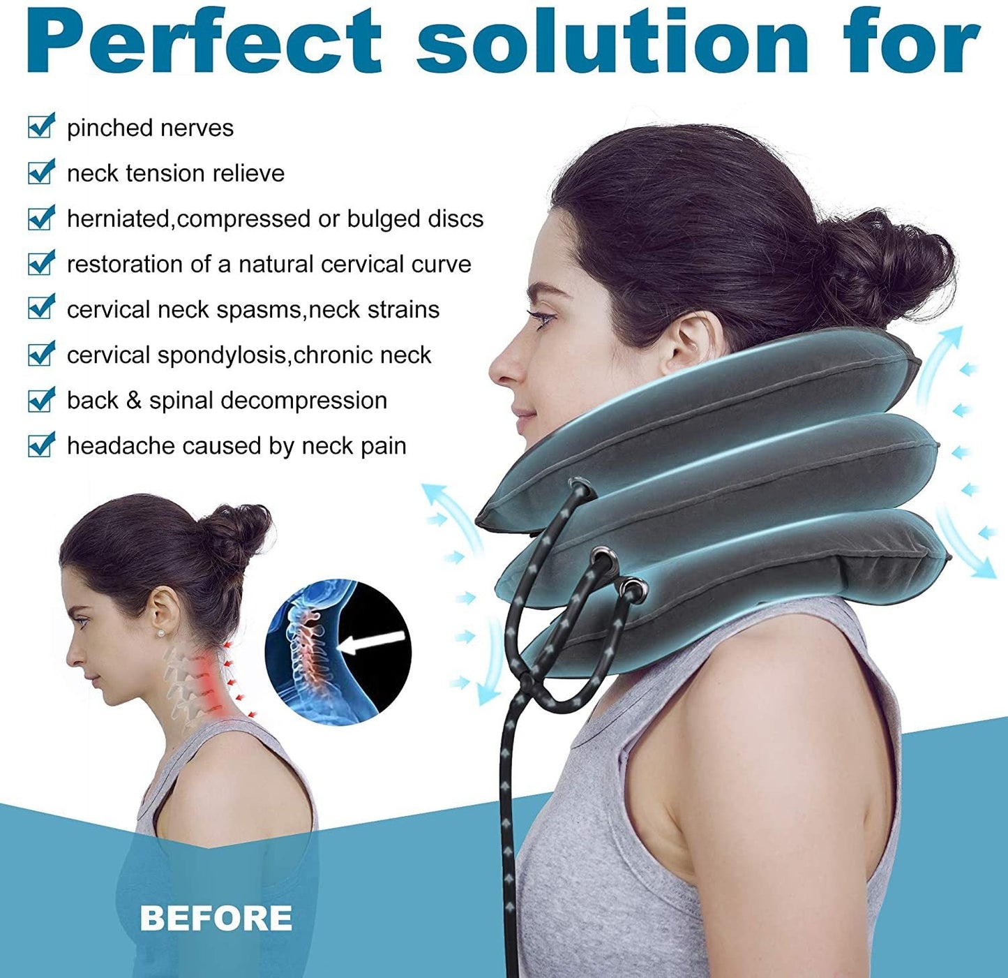 SpineEase™ - Inflatable Cervical Neck Traction Pillow