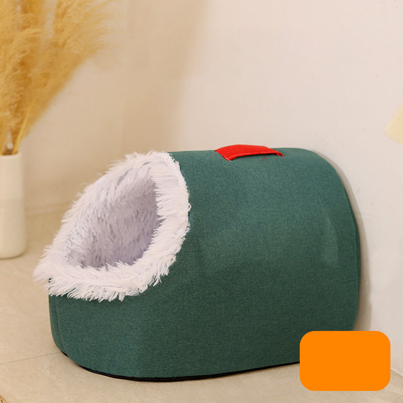 Cozy Winter Pet Cave Bed for Small Dogs and Cats
