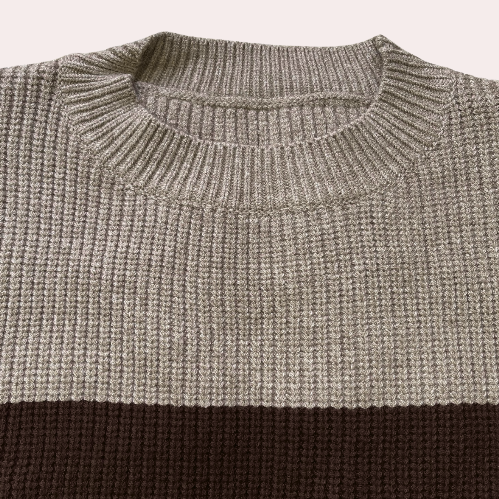 Two-Tone Knit Sweater with Cut-Out Sleeves