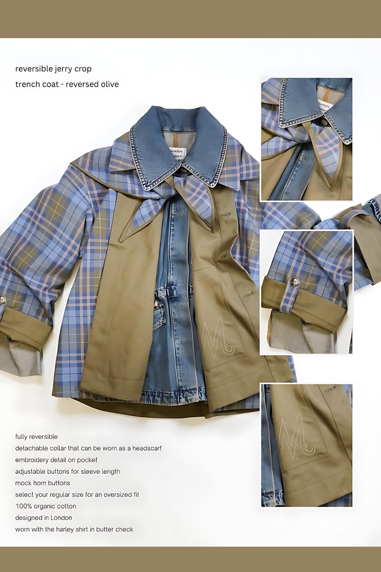 Reversible Crop Trench Coat – Chic Layered Style