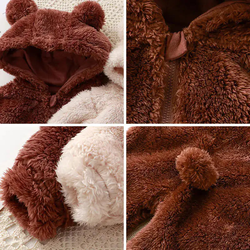 Lunoa™ - Baby Hooded Bear Ear Fluffy Romper