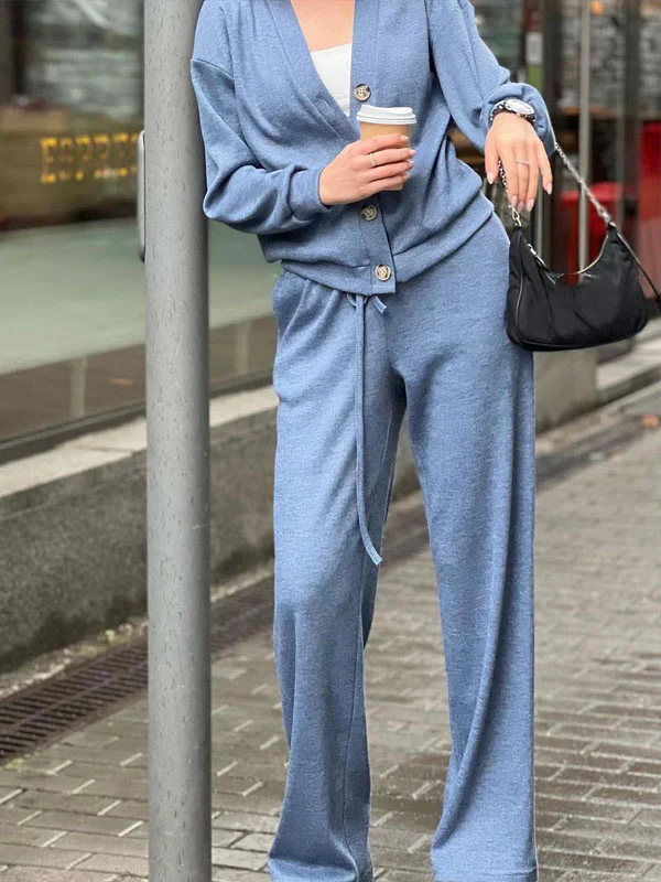 Cozy Casual V Neck Sweater and Pants Set