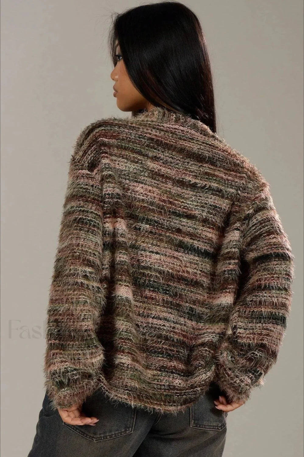 Cozy Vintage Stripe V-neck Knit Cardigan