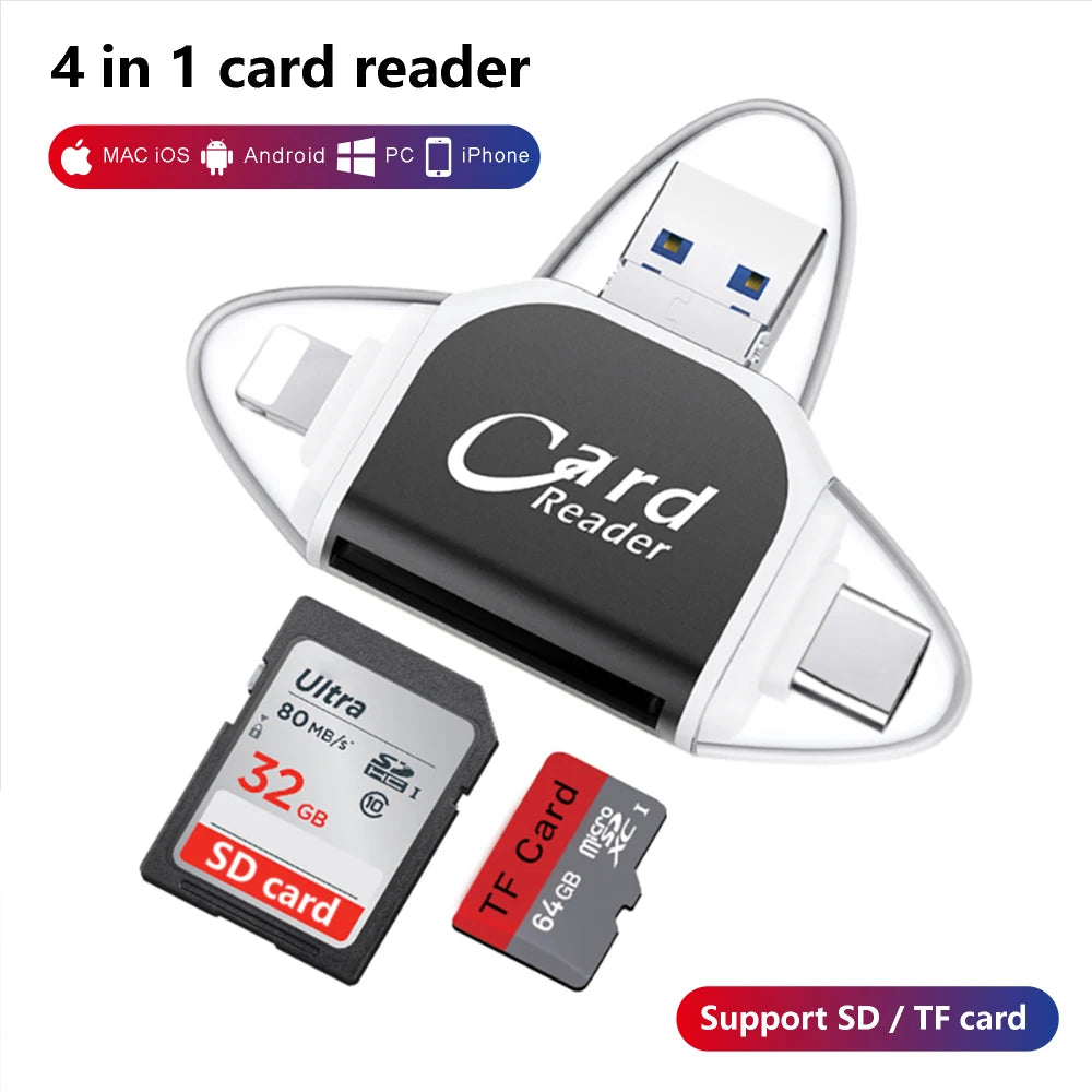 QuadPort™ - Sleek 4-in-1 Universal Memory Card Reader Hub