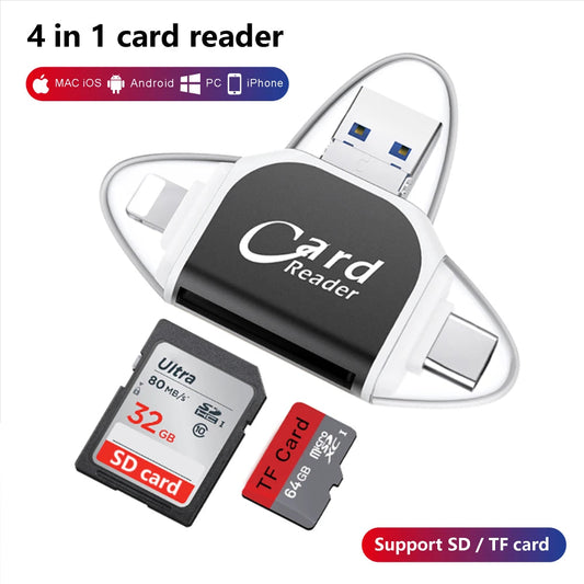QuadPort™ - Sleek 4-in-1 Universal Memory Card Reader Hub