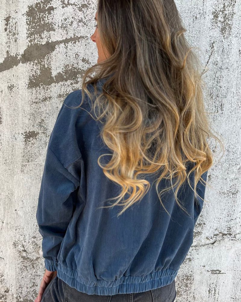 Casual Lightweight Corduroy Hooded Jacket for Women