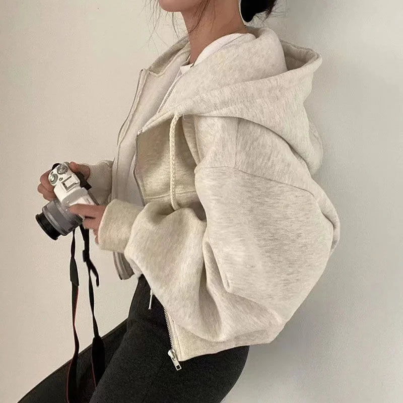 Stylish Cropped Hoodie Sweatshirt