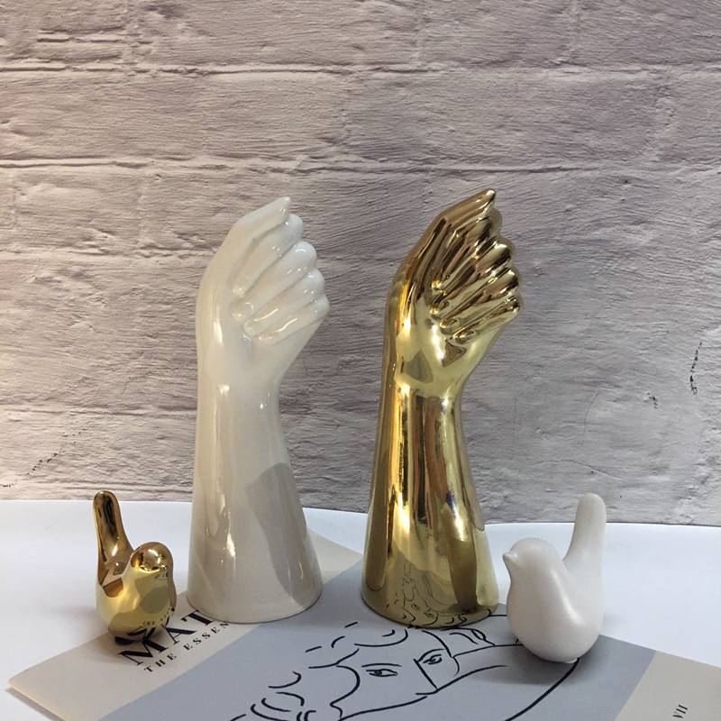 Glossy Ceramic Hand-Shaped Vase Artistic Home Decor Accent