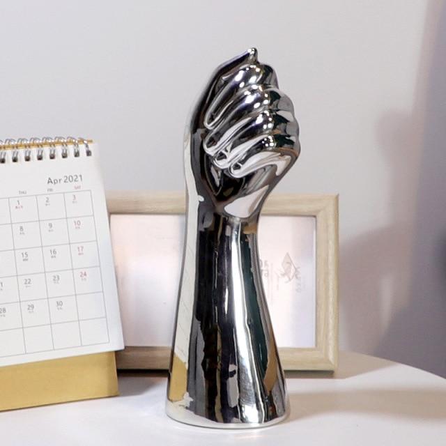Glossy Ceramic Hand-Shaped Vase Artistic Home Decor Accent