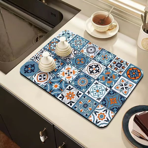 Quick Dry Water Draining Mat for Kitchen and Bathroom