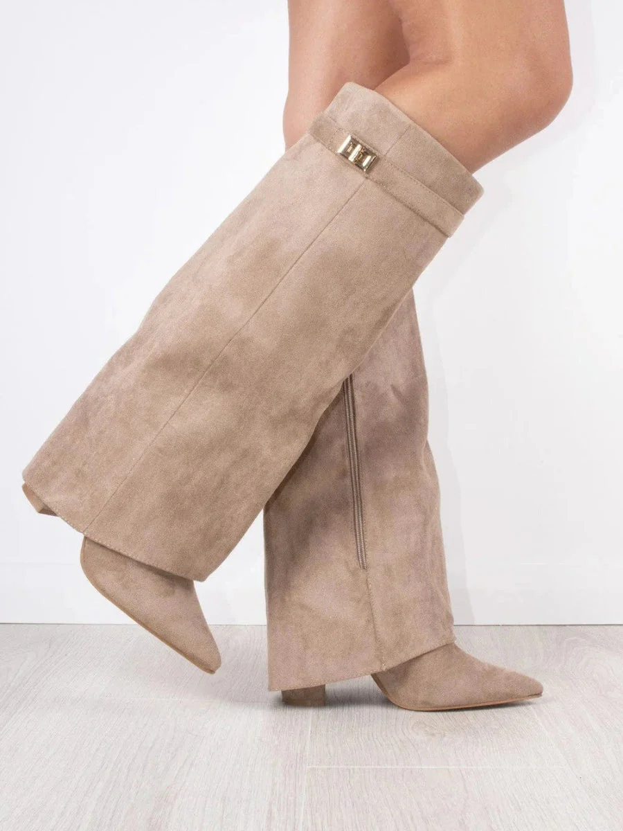 Chic Fold-Over Knee-High Boots for Women
