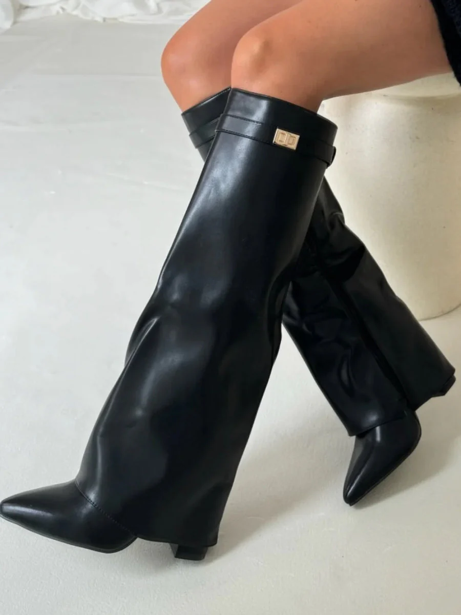 Chic Fold-Over Knee-High Boots for Women