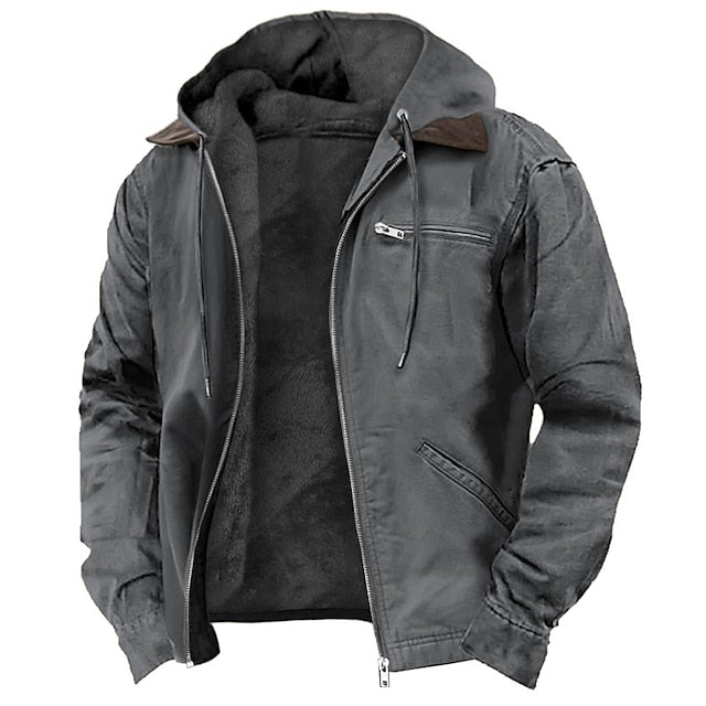 Modern Men's Hooded Jacket with Drawstring Details