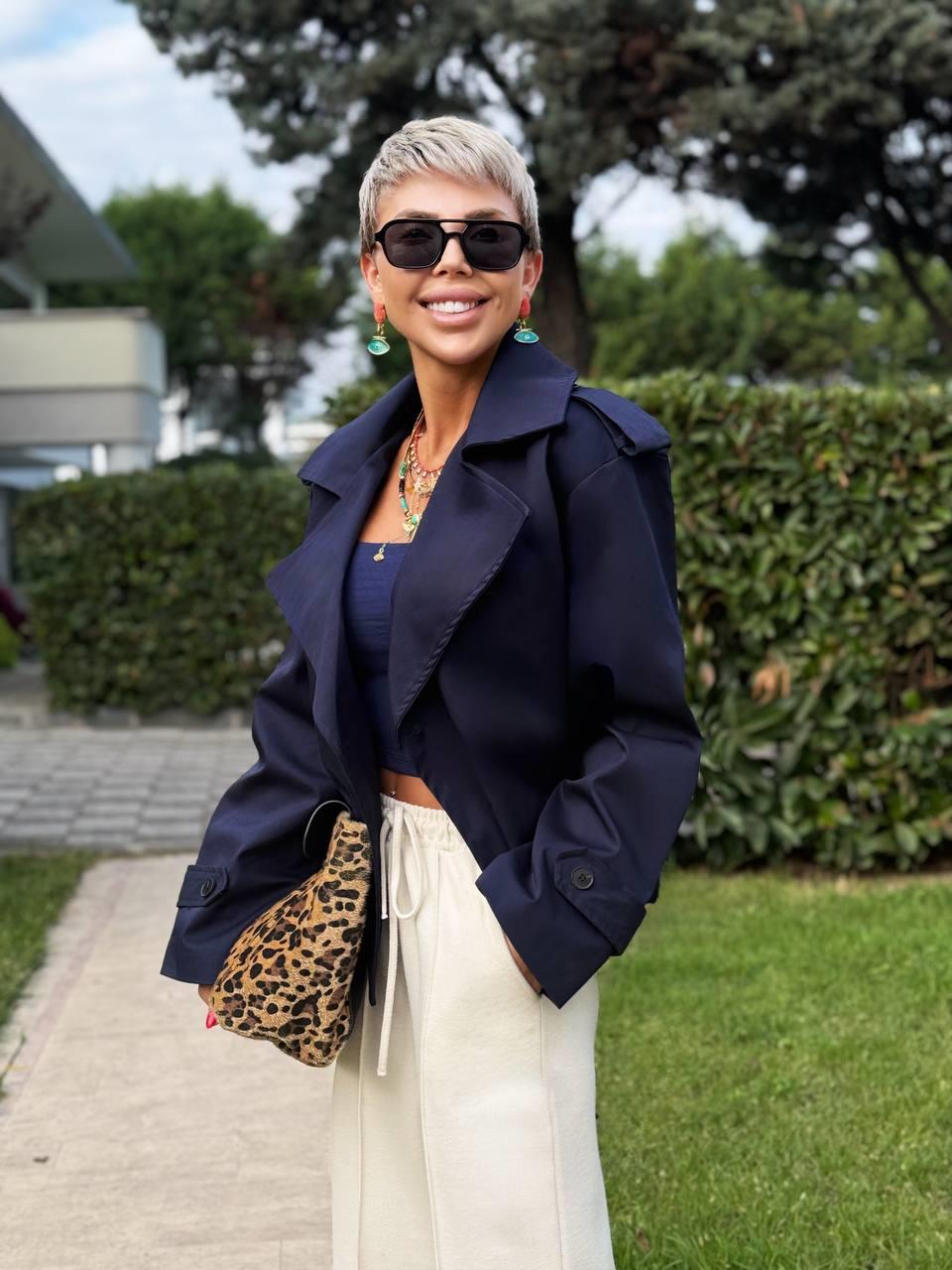 Women's Cropped Belted Blazer